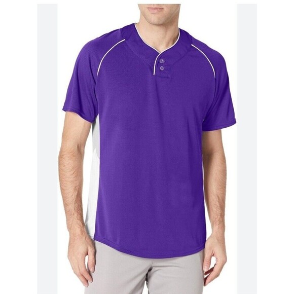Wilson Men Sporting Goods Double Bar Mesh 2-Button Jersey Adult Sz L Purple Used - Picture 1 of 15